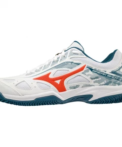 Mizuno Breakshot 3 CC (Unisex, White/Red/Turquoise) Padel Shoe