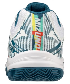 Mizuno Breakshot 3 CC (Unisex, White/Red/Turquoise) Padel Shoe